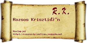 Rozsos Krisztián névjegykártya