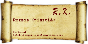 Rozsos Krisztián névjegykártya